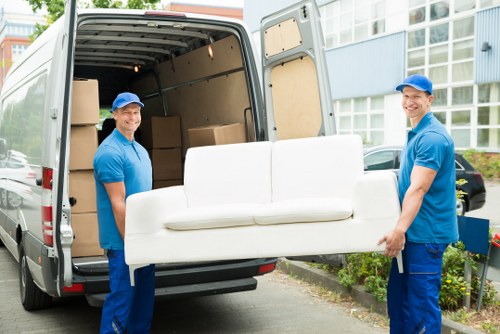 Removal van team preparing safely for a move