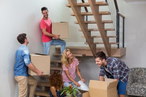 Packing boxes prepared for a Finchley home move