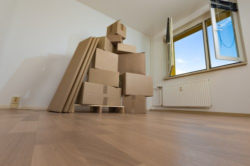 Commercial moving team preparing office relocation in Finchley