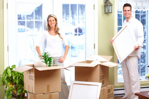 Office relocation items and equipment ready for commercial removals in Finchley